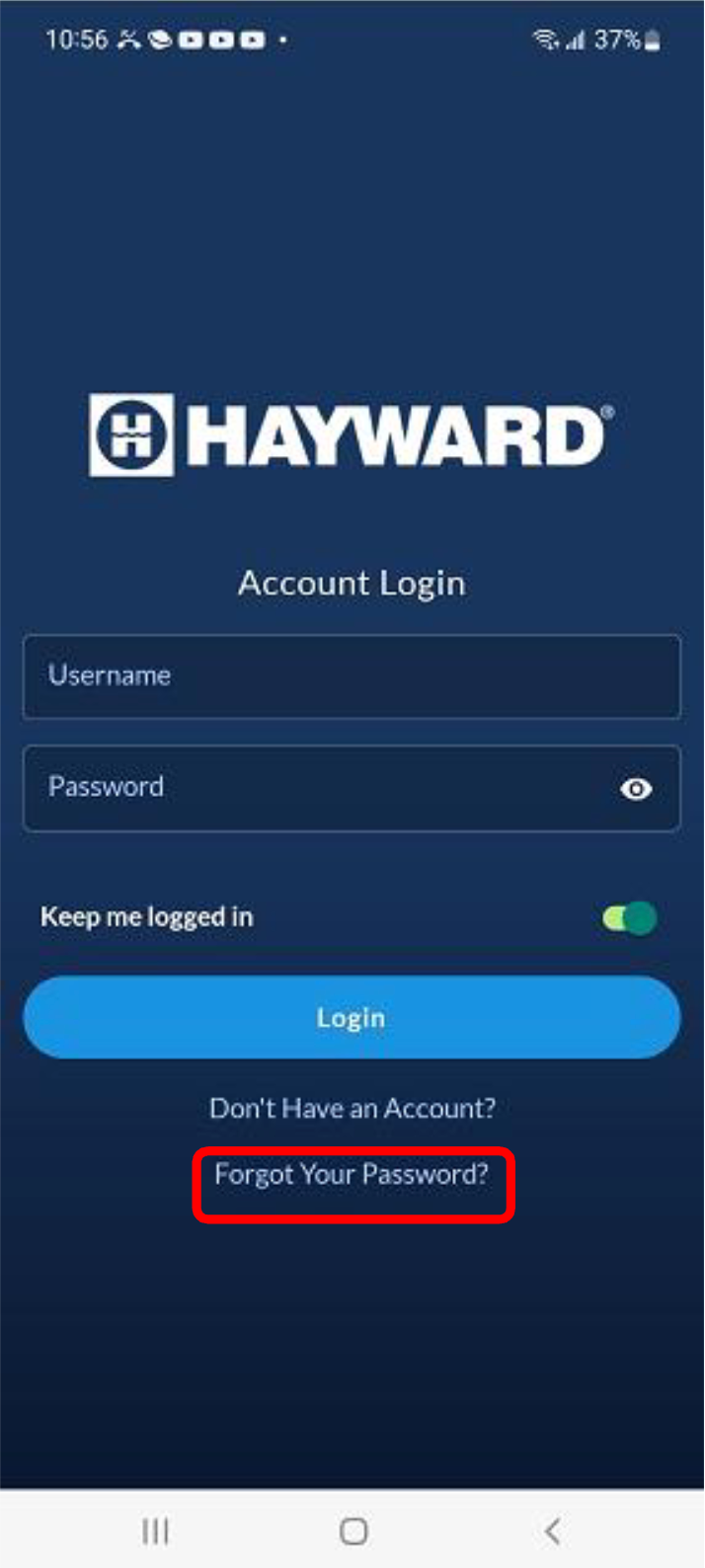 Omni App Forgot password highlighted