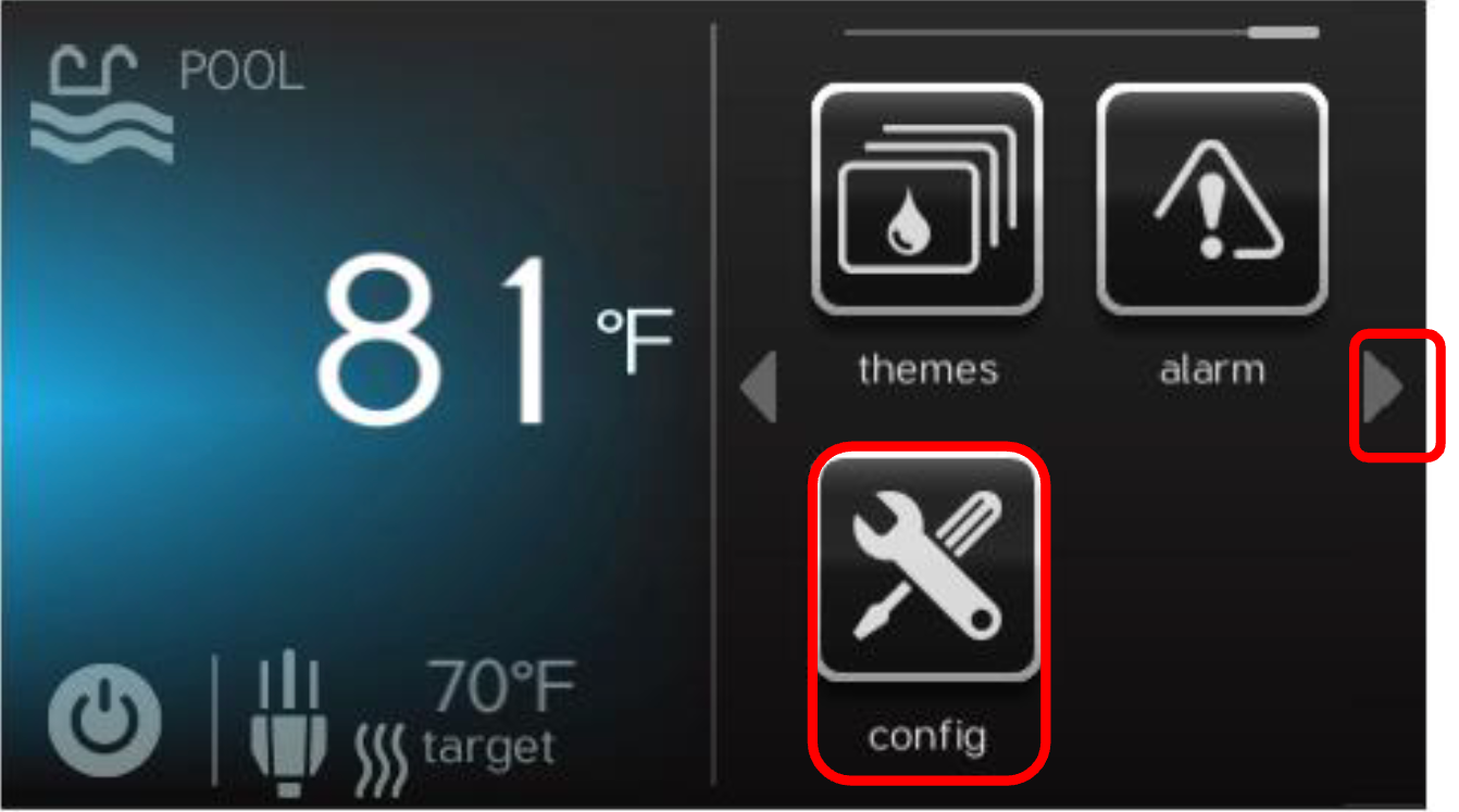 Omni Screen with "Config" circled
