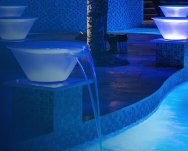 led pool lighting at night