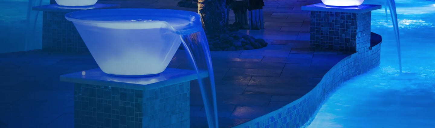 led pool lighting at night